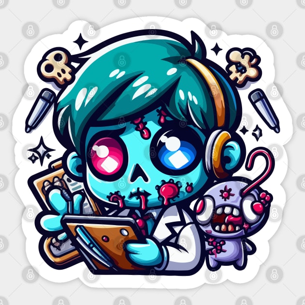 Funny Zombie Brains Sticker by NayaRara